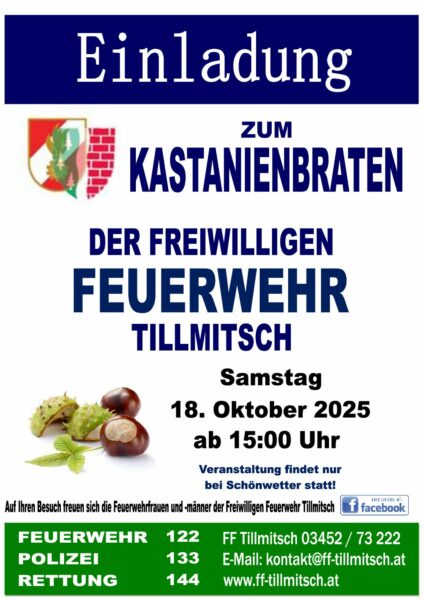 Einladung Kastanienbraten 18.10.2025