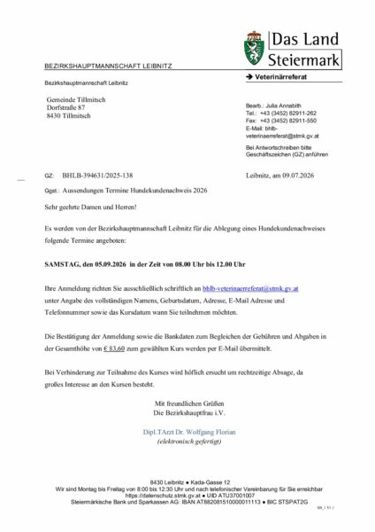Serienbrief (BH)_Gemeinde Tillmitsch